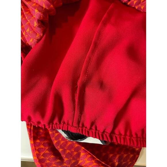 ALEXIS Salomo Long Sleeve V Neckline Belted Pleated Red Stripe Maxi Dress Sz Sw - Picture 9 of 12